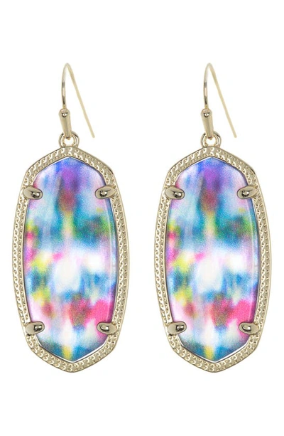 Kendra Scott Elle Filigree Drop Earrings In Gold Teal Tie Dye Illusion