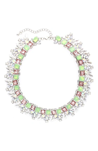 Olivia Welles Crystal Cluster Collar Necklace In Silver / Pacific