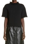 Proenza Schouler Frayed-edge Short-sleeve Jumper In Black