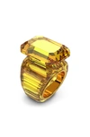 Swarovski Lucent Cocktail Ring Yellow In Light Topaz
