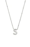 Kendra Scott Letter S Adjustable Pendant Necklace In Rhodium Plated, 19 In Silver
