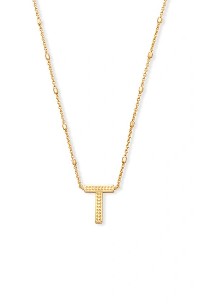 Kendra Scott Letter T Pendant Necklace In Gold Metal