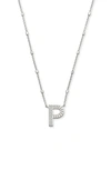 Kendra Scott Letter P Pendant Necklace In Rhodium Metal-p