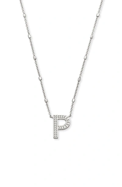 Kendra Scott Letter P Pendant Necklace In Rhodium Metal-p