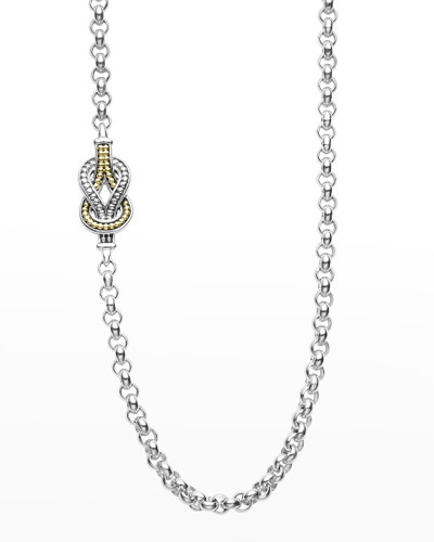 Lagos Newport 4-station 4mm Rolo Chain Link Necklace In Silver/gold