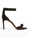 Alaïa Bombe Stud Suede Ankle-wrap High-heel Sandals In Noir