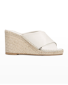 Vince Women's Gaelan Square Toe White Crossover Espadrille Wedge Sandals In Off White