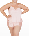 Rya Collection Plus Size Darling Cami-tap Pajama Set In Petal Pink