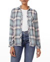 Rails Hunter Button-front Plaid Shirt - Teal Peach Navy In Teal Peach Navy