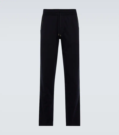 Loro Piana Leisure Cotton And Cashmere Trousers In Blue Navy