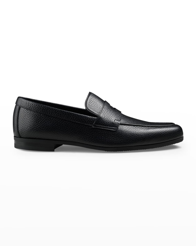 JOHN LOBB MEN'S THORNE SOFT TEXTURED LEATHER PENNY LOAFERS