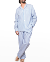 Petite Plume Men's La Mer Cotton Pajama Set In Blue