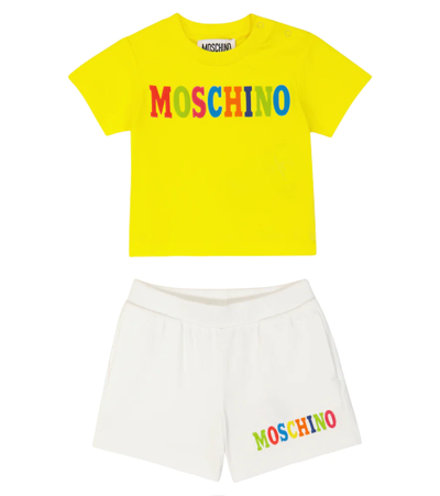 Moschino Baby Cotton-blend T-shirt And Shorts Set In Optical White