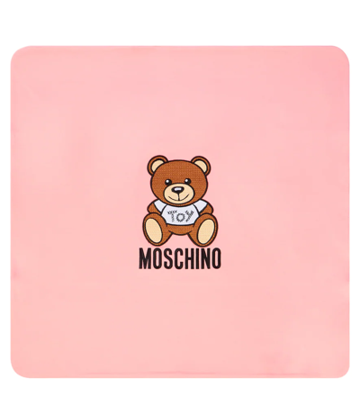 Moschino Baby Logo Cotton Blanket In Sugar Rose
