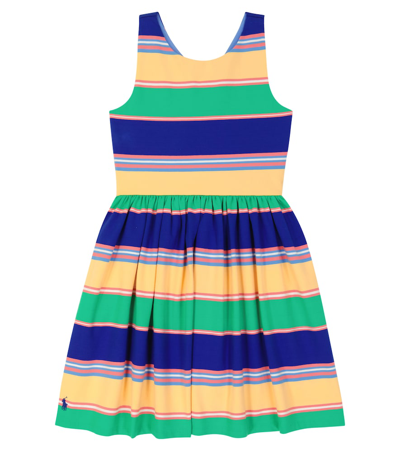 Polo Ralph Lauren Kids' Girls Green Striped Dress In Elite Yellow Multi |  ModeSens