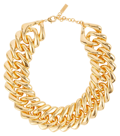 Saint Laurent Curb-chain Choker Necklace In Or Laiton