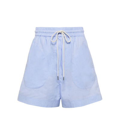 Lee Mathews Lm Classic Cotton And Linen Shorts In Chambray