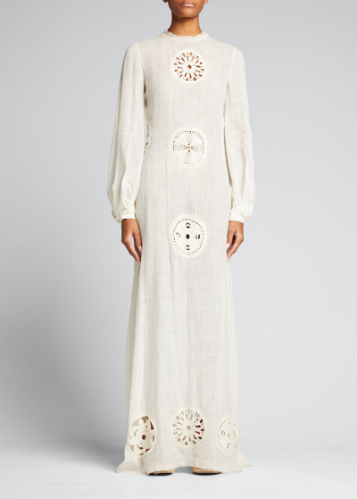 Gabriela Hearst Alex Crochet Cutout Linen-silk Maxi Dress In Ivory