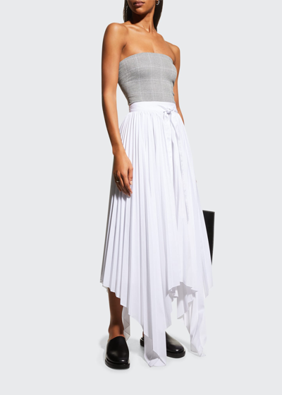 Rosetta Getty Pleated Maxi Wrap Skirt In White