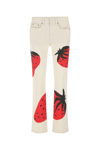Jw Anderson Off-white Strawberry Bootcut Jeans