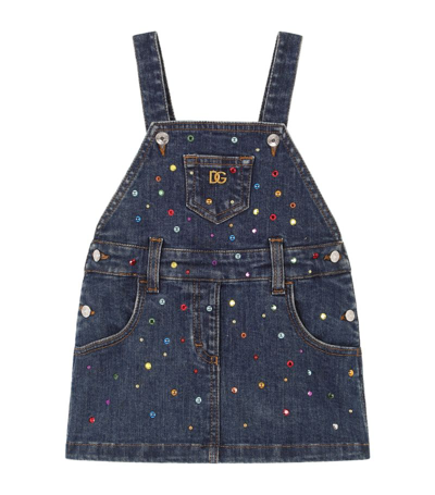 Dolce & Gabbana Babies' Sequin-embellished Denim Dress (3-30 Months) In Blue