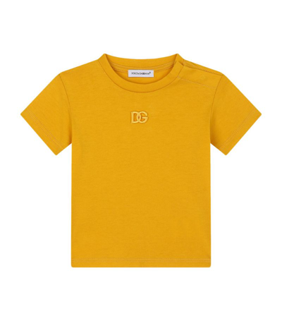 Dolce & Gabbana Babies' Kids Cotton Logo T-shirt (3-30 Months) In Yellow