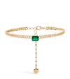 SHAY SHAY YELLOW GOLD, DIAMOND AND EMERALD SOLITAIRE CHOKER NECKLACE