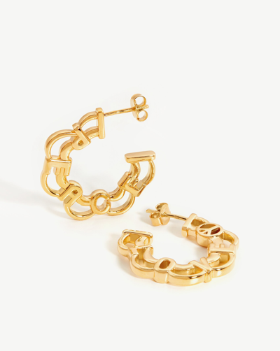 Missoma Peace & Love Flower Hoop Earrings 18ct Gold Plated