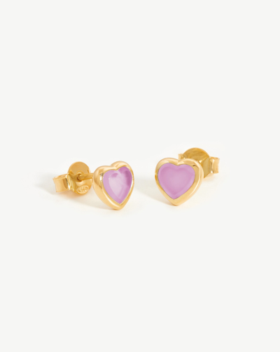 Missoma Jelly Heart 18ct Recycled Yellow Gold-plated Vermeil Sterling-silver And Quartz Stud Earrings In 18ct Gold Plated Vermeil/purple Quartz