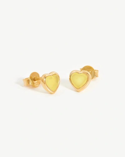 Missoma Jelly Heart 18ct Recycled Yellow Gold-plated Vermeil Sterling-silver And Chalcedony Stud Earrings In Mango,gold