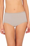 Natori Bliss Lace-trim High Rise Cotton Brief 755058 In Marble