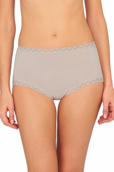 Natori Bliss Lace-trim High Rise Cotton Brief 755058 In Marble