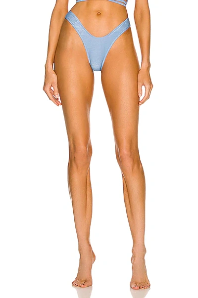 Monica Hansen Beachwear Lurex Girl U Bikini Bottom In Blue Lurex