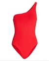 Melissa Odabash Palermo Animal-print One-shoulder One-piece Swimsuit In Red