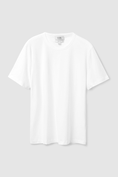 Cos Regular-fit Brushed Cotton T-shirt In White