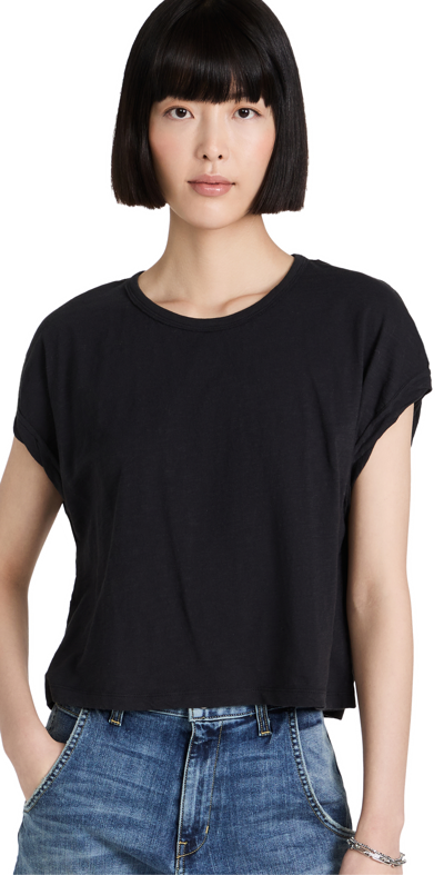 Free People Womens Black You Rock Scooped-neck Cotton-jersey T-shirt L