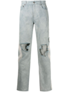Mostly Heard Rarely Seen Ripped Straight-leg Jeans In Blue