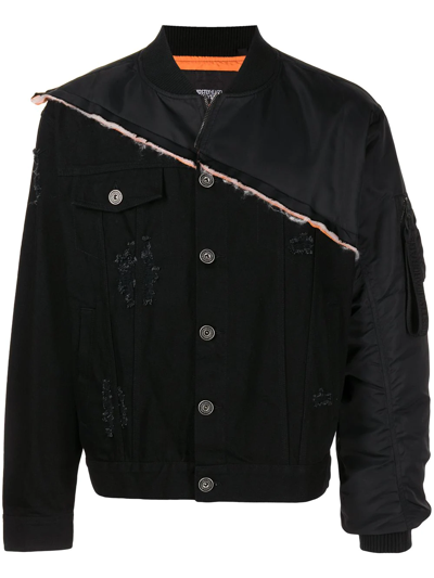 Mostly Heard Rarely Seen Patchwork Panelled Denim Jacket In Black