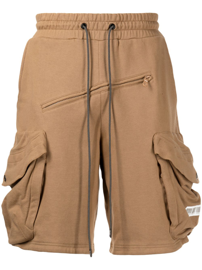 Mostly Heard Rarely Seen Barcode Patch Track Shorts In Brown