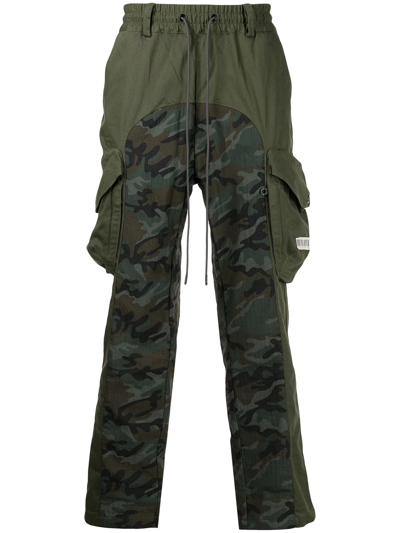 Mostly Heard Rarely Seen Camouflage-panel Cargo Trousers In Green