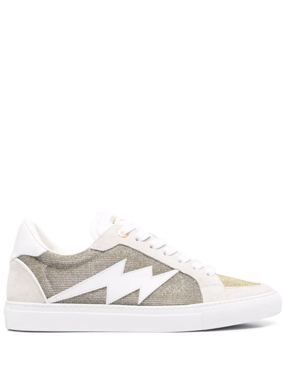 Zadig & Voltaire Zv1747 Glittery Suede-blend Trainers In Silver