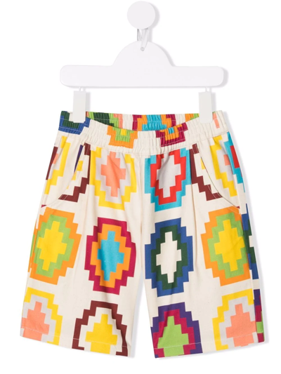 Marcelo Burlon County Of Milan Kids' Ivory Short For Boy With Iconic Cross In White