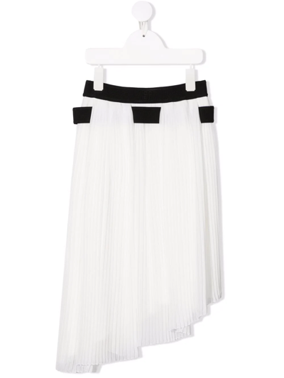 Givenchy Kids' Girls Ivory Pleated Chiffon Skirt In Bianco