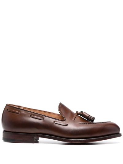 Crockett & Jones Tassel Trim Loafers In Brown