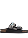 Missoni Zigzap-print Double-strap Slides In Black