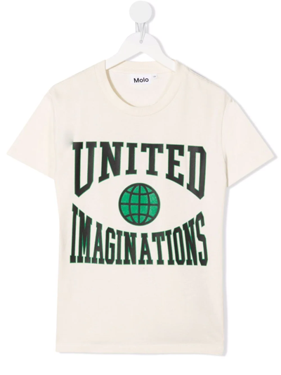 Molo Kids' Slogan-print Cotton T-shirt In Neutrals
