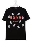 Msgm Black T-shirt For Girl With Red Logo In Black