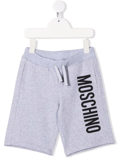 Moschino Kids' Logo-print Stretch Shorts In Grey