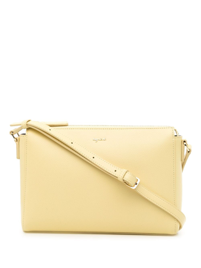 Agnès B. Zip-up Leather Satchel Bag In Yellow