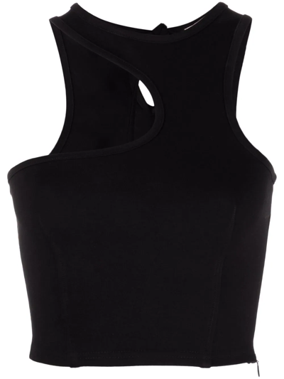 Materiel Asymmetric Halterneck Top In Black